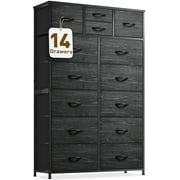 EnHomee Dresser for Bedroom with 14 Drawers Tall Dresser for Bedroom Funiture Large Dresser & Chests of Drawers Slim Storage Tower for Living Room, Office, Bedroom, Charcoal Black