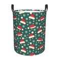 thumbnail image 1 of Balery Santa Hat Joy Green Festive Cesta de ropa redonda con asas, impermeable, independiente, para ropa, juguetes, dormitorio y familia-Medium, 1 of 6