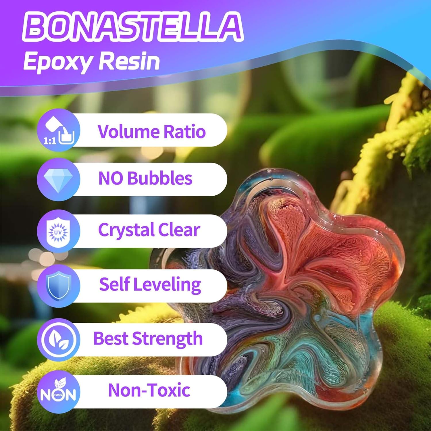Omewoold Crystal Clear Epoxy Resin Kit, 1 Gallon photo 2