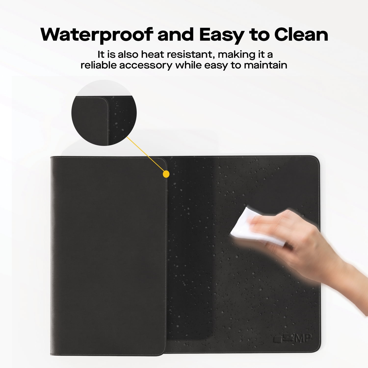 MP 31.5-In. x 15.75-In. PU Leather Desk Mat (Graphite Black), 115-1001P01