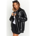 thumbnail image 3 of USTRADEENT Women's Oversized 100% Lambskin Motorcycle Plus Size Moto Biker Leather Coat, 3 of 4
