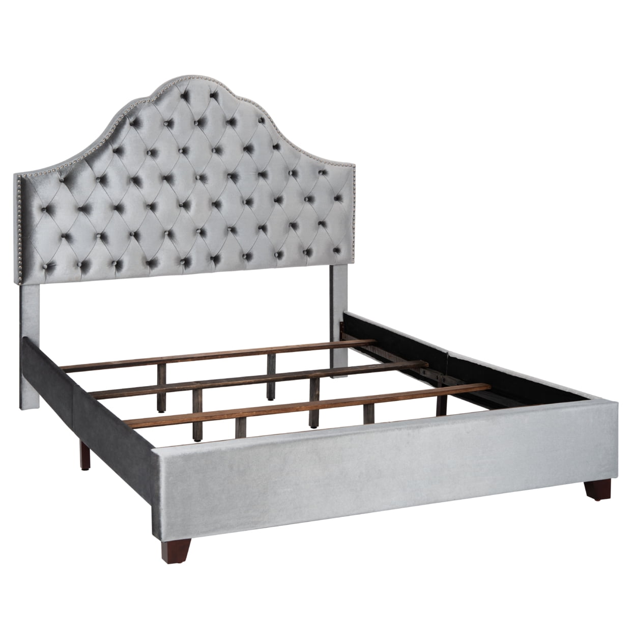 SAFAVIEH Beckham Traditional Tufted Bed, Light Grey