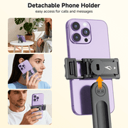 SelfieShow 52 Extendable Selfie Stick Tripod with Detachable Wireless Remote, 360° Rotatable Phone Holder for Video Vlog Recording, Portable Travel Stand Compatible with iPhone & Android (Black)