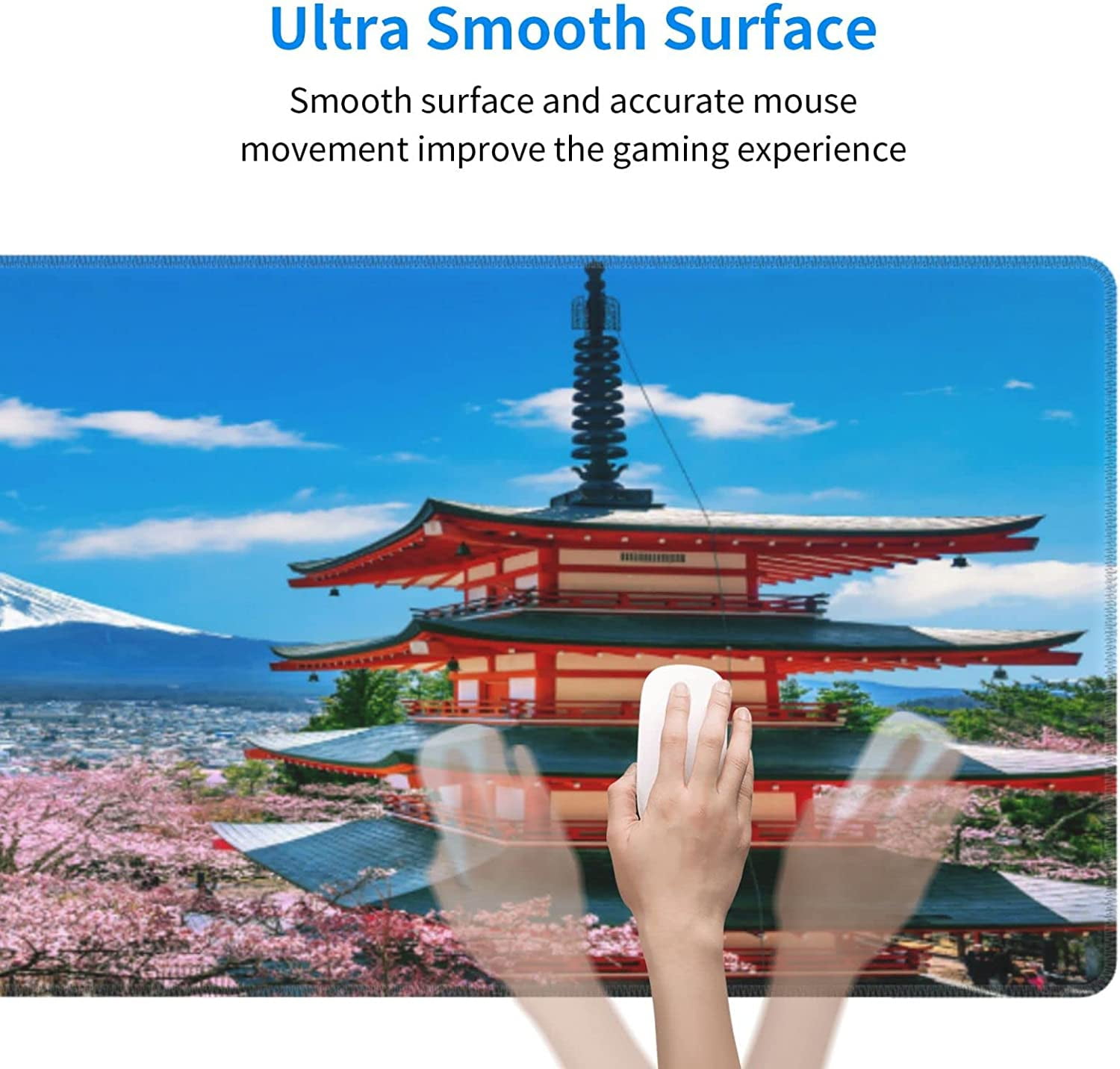 Cherry Blossom Mouse Pad XXL - Computer/Laptop Deskpad (31.5 x 11.8 Inches, 4MM Thick) Waterproof/Nonslip Base/Stitched Edges | Office/Gaming XL Mousepad XL Desk Pad, Full Desk Mousepad