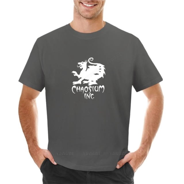 Camiseta oficial de Chaosium Inc. (blanca), cuello redondo, marca de moda, ropa vintage, divertidas para hombre.