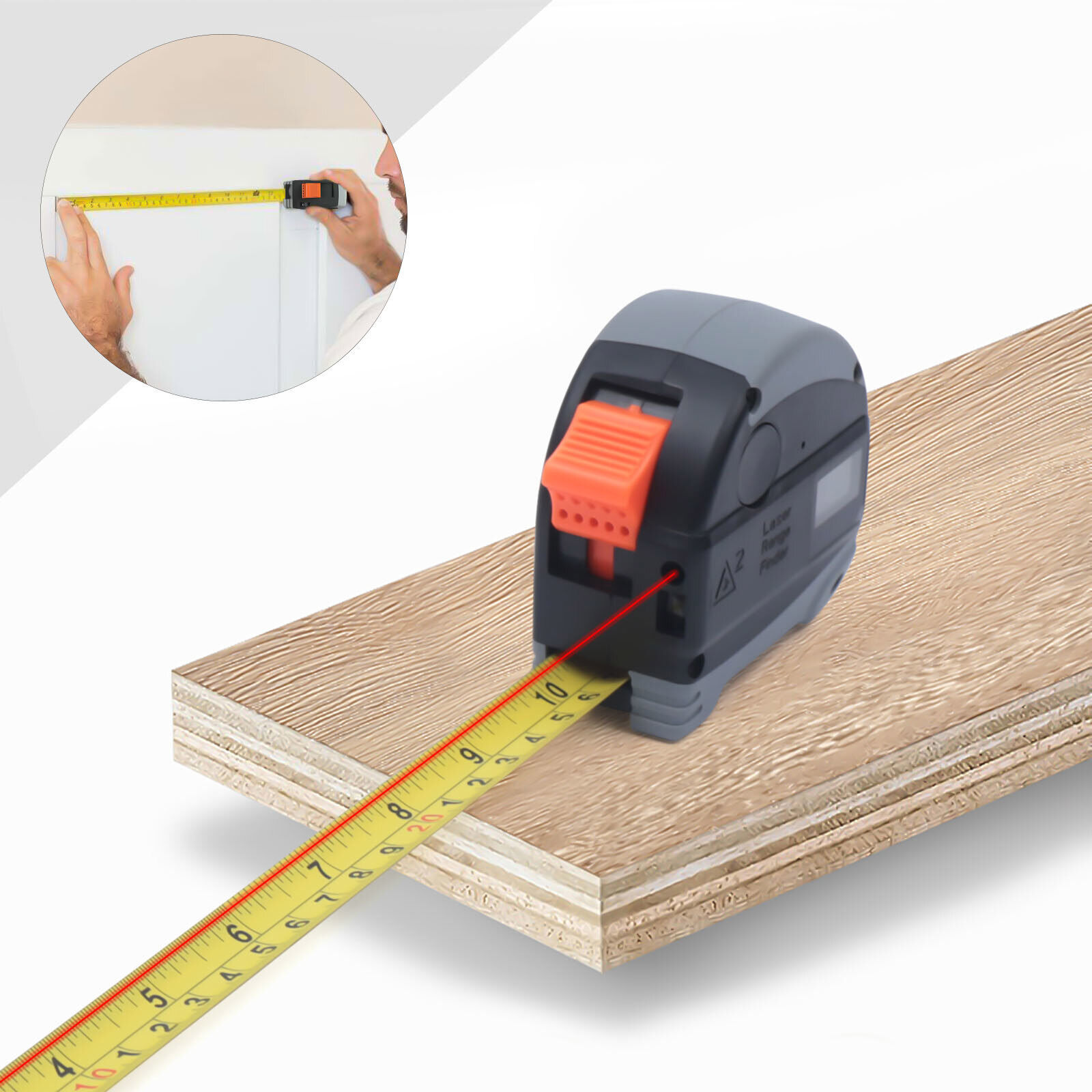 Miumaeov 2in1 Premium Laser Infrared Tape Measure Laser Level Tape Measure Portable