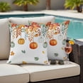 thumbnail image 5 of Thanksgiving Pumpkin Pillow Covers 2 Pack Autumn Orange Green Leaves Vintage Village Farm Pillowcase Waterproof Outdoor Throw Pillow Cover for Patio Garden Square Cushion 20”x20”, 5 of 9