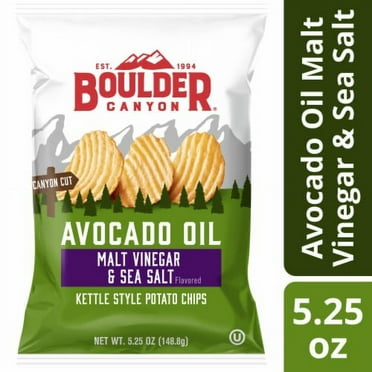 2X-Boulder Canyon Avocado Oil Malt Vinegar and Sea Salt Kettle Potato Chips - 5.25 oz