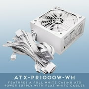Apevia ATX-PR1000W-WH PCIE 5.0 & ATX 3.0 Prestige 1000W 80+ Gold Rated, PCIE 5.0 / Gen 5 12VHPWR Connector, Active PFC ATX Gaming Power Supply White