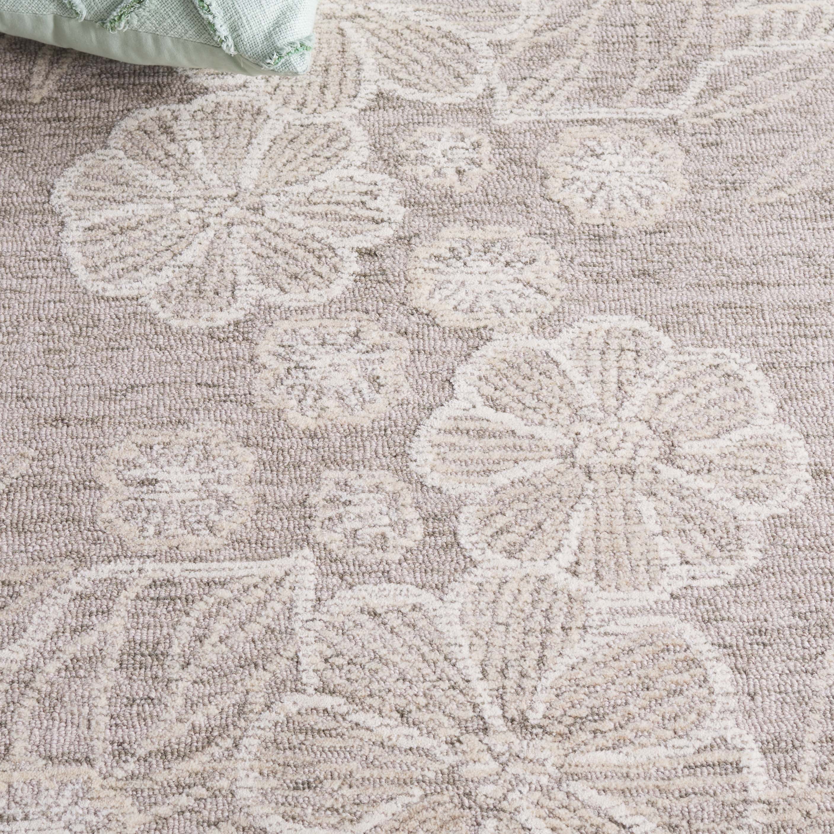 SAFAVIEH Jardin Lucetta Floral Area Rug, Grey/Ivory, 6' x 6' Square