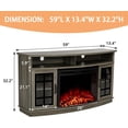 thumbnail image 6 of VANACC 59" Curved Fireplace TV Stand, Entertainment Center with Open Shelves and Farmhouse Glass Door TV Cabinet Console for TVs up to 65 Inches, Wash Grey, 6 of 8