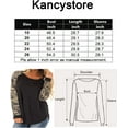 thumbnail image 3 of BorkeWomens Plus Size Tops Color Block Raglan Long Sleeve Shirts Casual Fall Crewneck Sweatshirts, 3 of 3