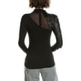 thumbnail image 2 of Gracia womens  Scale Sleeve Mock Neck Top, l, Black, 2 of 3