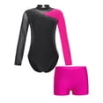thumbnail image 3 of Aislor Leotard for Girls Gymnastics Activewear Dance Bodysuit 2-Piece Tumbling Outfit with Shorts Size 4-14 Hot Pink 4, 3 of 7