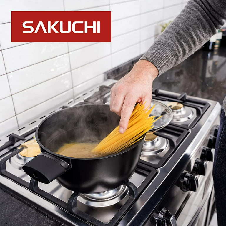 Sakuchi 11 inch Cast Aluminum Nonstick Frying Pan with Lid for Stove Tops  (Black) 