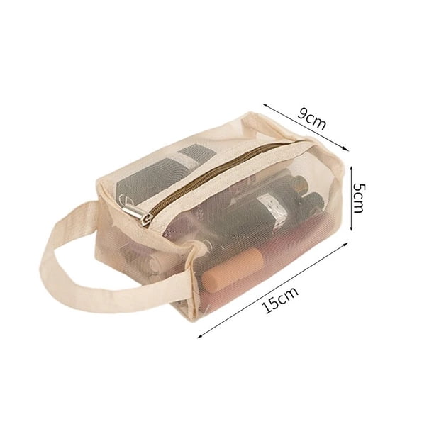 Bolsas de cosméticos transparentes de malla, pequeñas y grandes bolsas de maquillaje de Color transparente, organizador de artículos de tocador de viaje portátil, bolsa de almacenamiento de lápiz labi