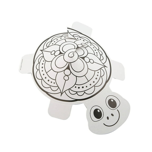 Fun Express 8" x 9" Color Your Own 3D White Cardstock Cone Shell Happy Turtles - 12 Pieces