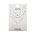 thumbnail image 2 of Believe by Brilliance Women's 14Kt Gold Flash-Plated Mother of Pearl Heart and Cross Layered Pendant Necklace Set, 16+2", 17+2", & 18+2" Extender, 2 of 2