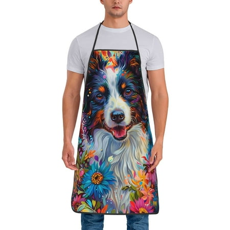 

Lukts Oil Painting Sunflower Puppy Print Unisex Tie-Up Aprons Bibs for Chef Kitchen Grill Beverage Shop