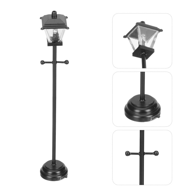 OULII Square Shade Mini House Model LED Street Lamp Black ABS Decorative Lighting Mini House Use 1Pack