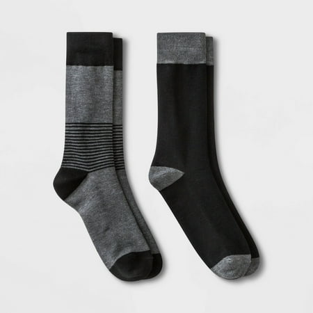

Men s Striped Dress Socks 2pk - Goodfellow & Co Gray 7-12