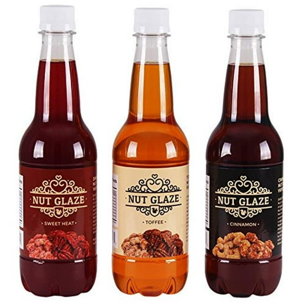 Pack of 3 Nut Glaze Syrup, Sweet Heat, Toffee, Cinnamon, VKP1221
