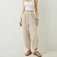 thumbnail image 4 of Bloomae Womens Baggy Wide Leg Pants Loose Fit Casual Elastic Waisted Palazzo Harem Pants with Pockets Beige XL, 4 of 9