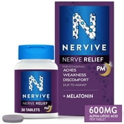 Nervive Nerve Relief PM, Alpha Lipoic Acid, Vitamin B1 & B6, Nerve Pain Relief, 30 Tablets