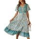 thumbnail image 2 of Vestido De Manga Corta, Diseño De Botones Vestido Floral Casual Cuello En V Para Vacaciones ANGGREK Otros, 2 of 6