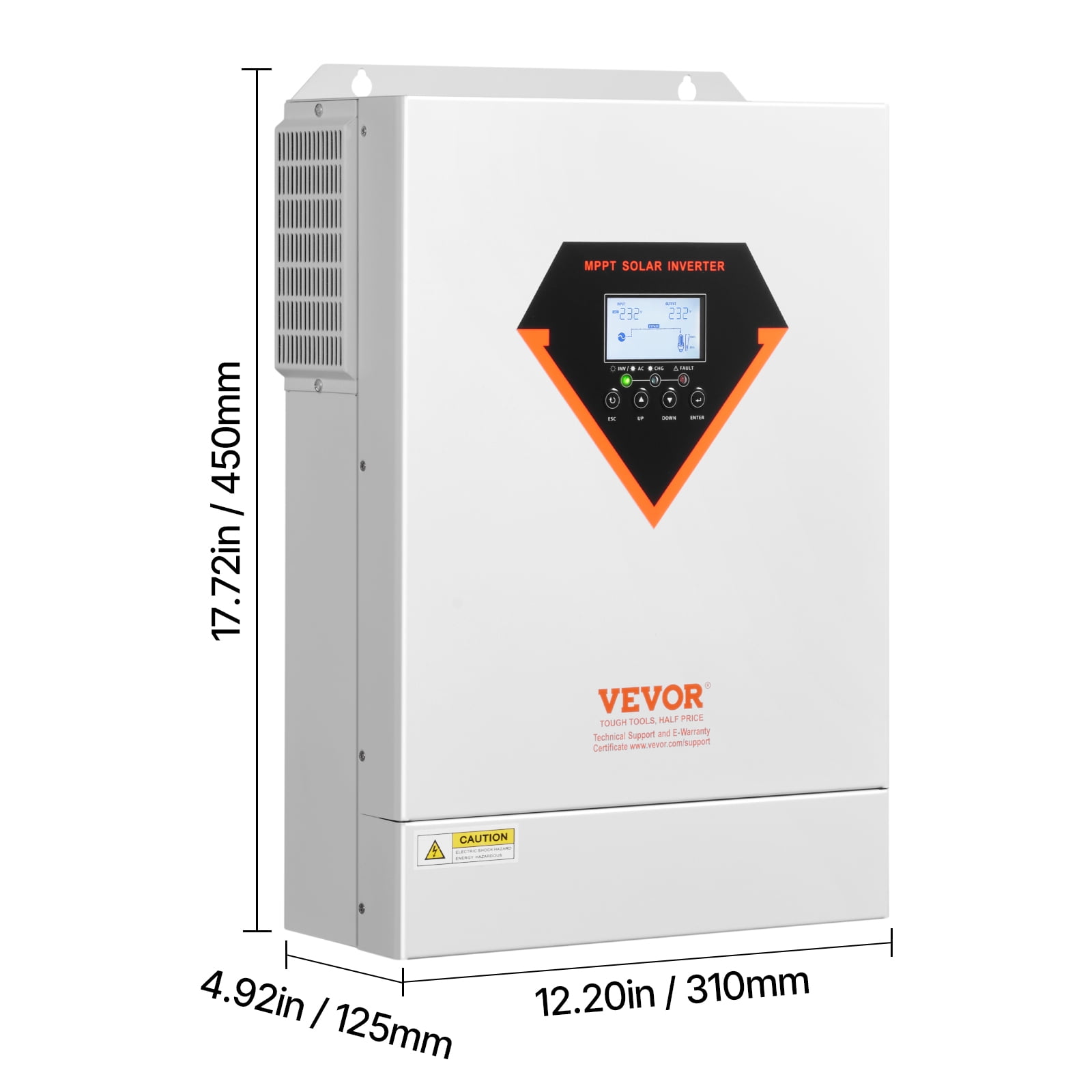VEVOR Hybrid Solar Inverter, 6000W, All in One Pure Sine Wave Power Inverter Charger, 48V DC to 220/230V AC, with Built-in 120A MPPT Solar Controller, for off-Grid System Lead Acid Lithium Battery