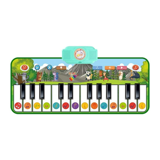 Tapete de piano de suelo para niños pequeños, tapete de baile musical con 14 teclas, educación temprana animal