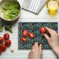 thumbnail image 4 of Geometric Cutting Board, Abstract Colorful and Tile of Concentric Oval Shapes on Dotted Background, Decorative Tempered Glass Cutting and Serving Board, Small Size, Multicolor, by Ambesonne, 4 of 5