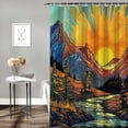 thumbnail image 2 of RUIYC Mountain Sun, Forest Trees River Vintage Aesthetic Art Durable and Washable Shower Curtain in Multiple Sizes White, 2 of 7