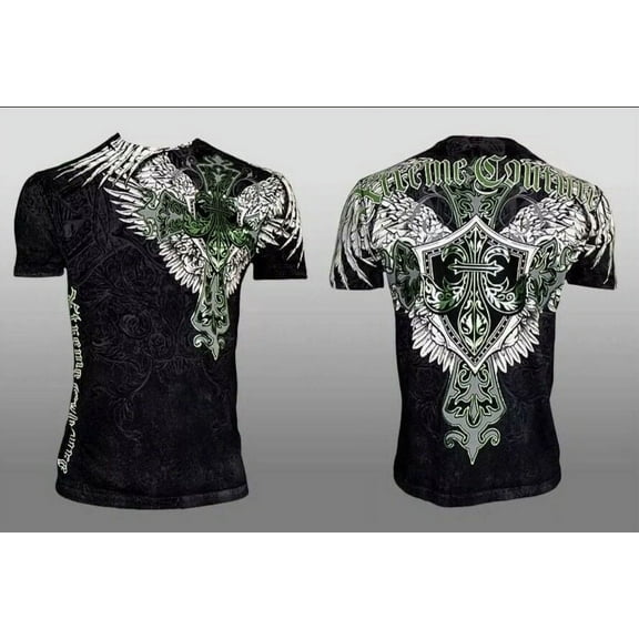 XTREME COUTURE by AFFLICTION Men's T-Shirt LONG VIEW Biker WINGS MMA