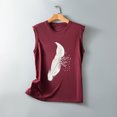 thumbnail image 5 of USSUMA Womens Plus Savings Tops and T-Shirts - Graphic Tank Top for Women Plus Size Tops Feather Print Shirts Basic Summer T-shirt Sleeveless Loose Comfy Tank Tops 2022 Beach, 5 of 6