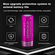 26650 Rechargeable Battery, 6800mAh High Capacity 3.7v Lithium-ion Flat Top Battery for Flashlight Torch