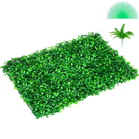 KFFKFF 4PCS 24"x16" Artificial Boxwood Panels,Boxwood Hedge Wall Panels,Artificial Grass Backdrop Wall 1.6",Privacy Hedge Screen UV Protected for Outdoor Indoor Garden Fence Backyard