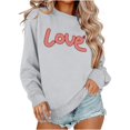 thumbnail image 2 of Valentines Sweatshirt Womens Cute Love Heart Graphic Print Pullover Casual O Neck Long Sleeve Holiday Tops, 2 of 5