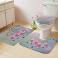 thumbnail image 4 of Spring Floreal Bathroom Rugs Set Pink Lily of The Valley Raindrops Botanical Farm Non Slip Absorbent Soft Bath Mats 3 Piece Set with Bathroom Rug, U-Shaped Floor Mat, Toilet Seat Cover Small Size, 4 of 9