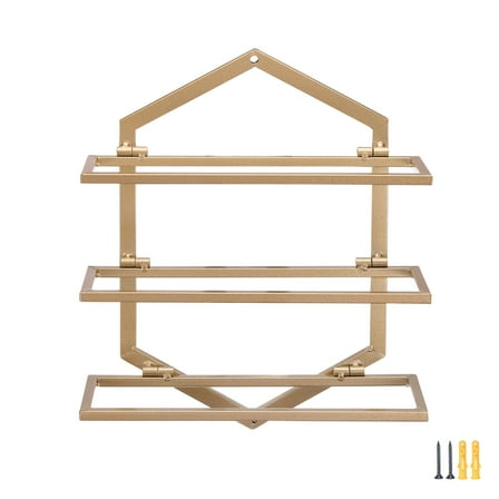 Wall Mounted Wine Rack, Metal Hanging Wine Bottle Holder Holds 2 Bottles, for Home Kitchen Living Room Gold