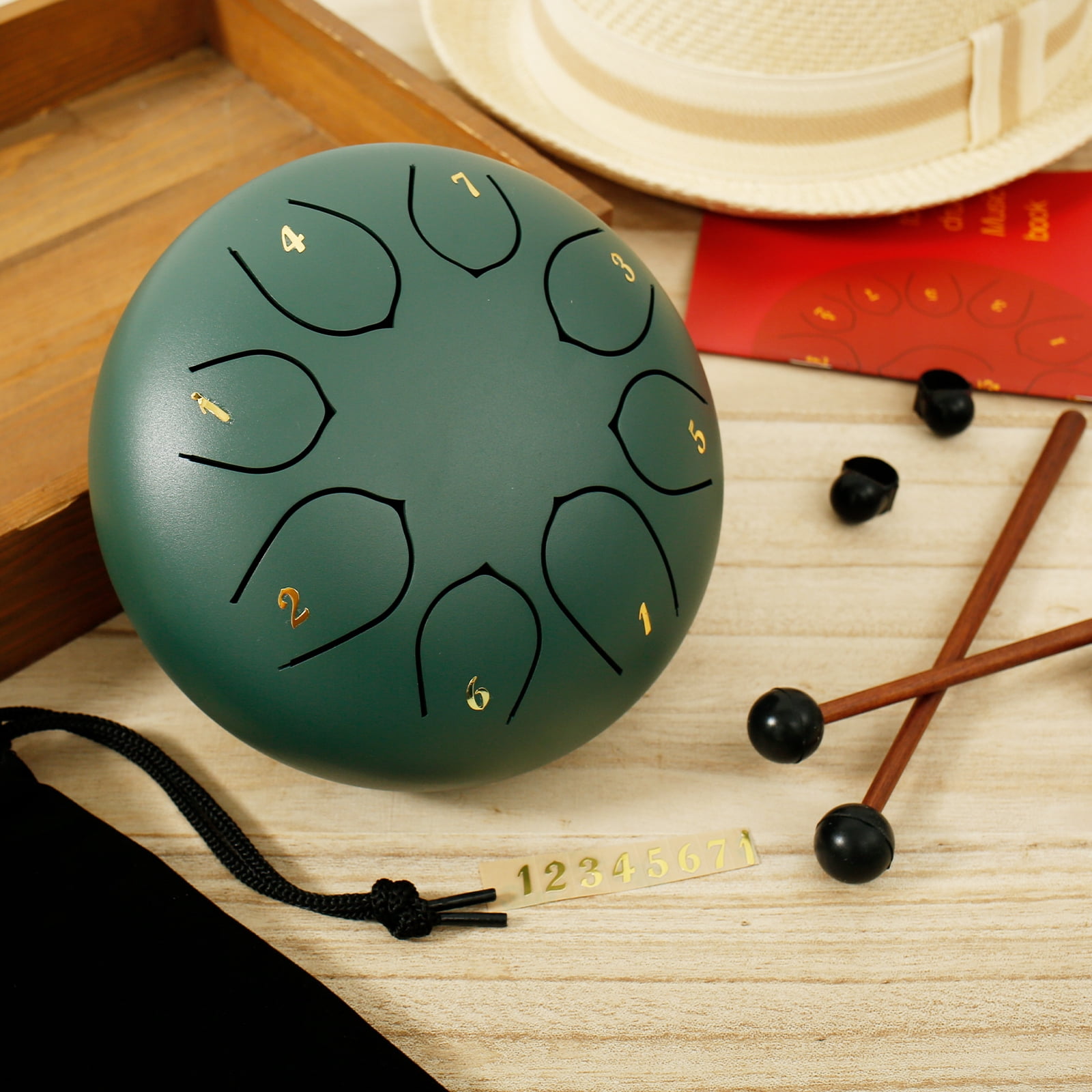 Threns Rain Drum 8 Tone 6 inch Carbon Steel Tongue Drum Outdoor Garden Chakra Rain Drum Musical Instruments for Outside Garden Patios