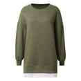 thumbnail image 5 of Fiaer Womens Sweatshirts Crew Neck Side Zipper Pullovers Long Sleeve Loose Fit Casual Trendy Solid Color Plus Size Tops Green XL, 5 of 5