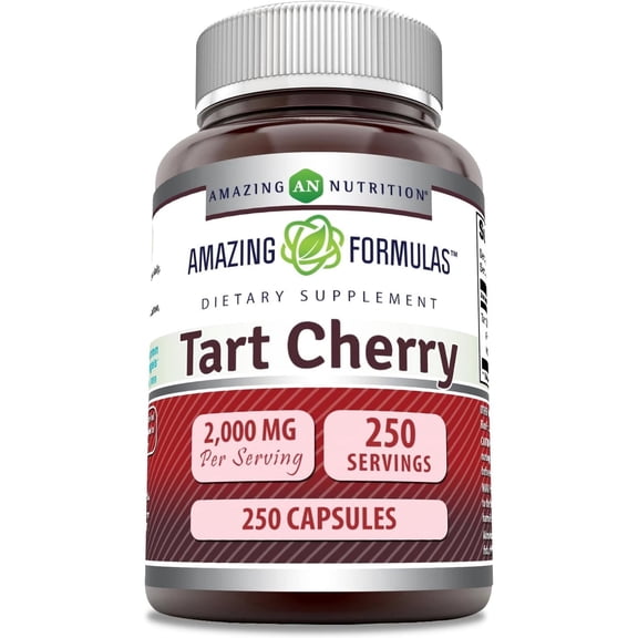 Amazing Formulas Tart Cherry 2000 Mg Per Serving 250 Capsules Supplement | Non-GMO | Gluten Free