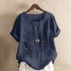 thumbnail image 2 of Camisetas de Manga Corta para las Mujeres Impreso Botón de Manga Corta Camiseta Blusa Poliéster, Ropa Casual Mirar Superior para las Mujeres, 2 of 8