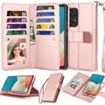 thumbnail image 1 of NJJEX Wallet Case for Samsung Galaxy A03S A12 A13 A14 A23 A32 A51 A52 A53 A54 5G Case,[9 Card Slots] PU Leather Credit Holder Folio Flip [Detachable] Kickstand Lanyard Magnetic Phone Cover [Rose Pink], 1 of 7