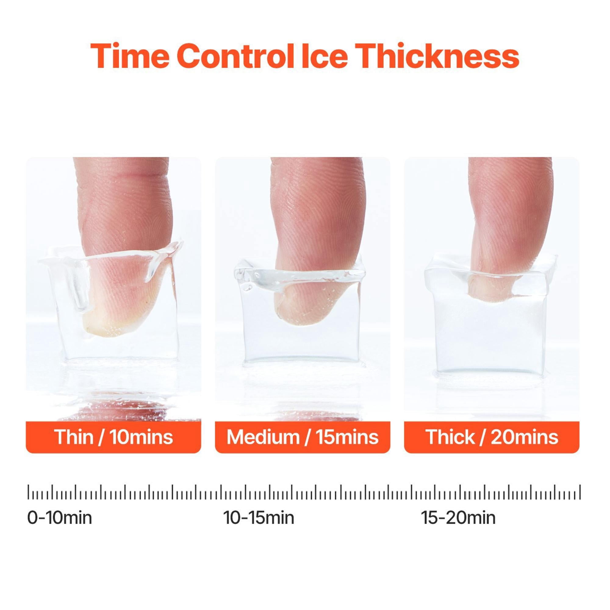 Countertop Ice Maker, 45 lbs/24H, 24 Cubes in 15 Mins, 3 Ice Sizes, Self-Cleaning Portable Ice Machine Quiet ≤42dB with Scoop & Basket