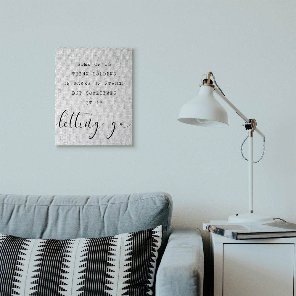 Stupell Industries Letting Go Family Home Inspirational Word Textured Paper Design Super Canvas Wall Art by Daphne Polselli