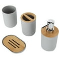 thumbnail image 6 of 4Pcs Bathroom Accessory Set Bamboo Waterproof Durable Gift Toothbrush Cup for Home HotelGrey, 6 of 8