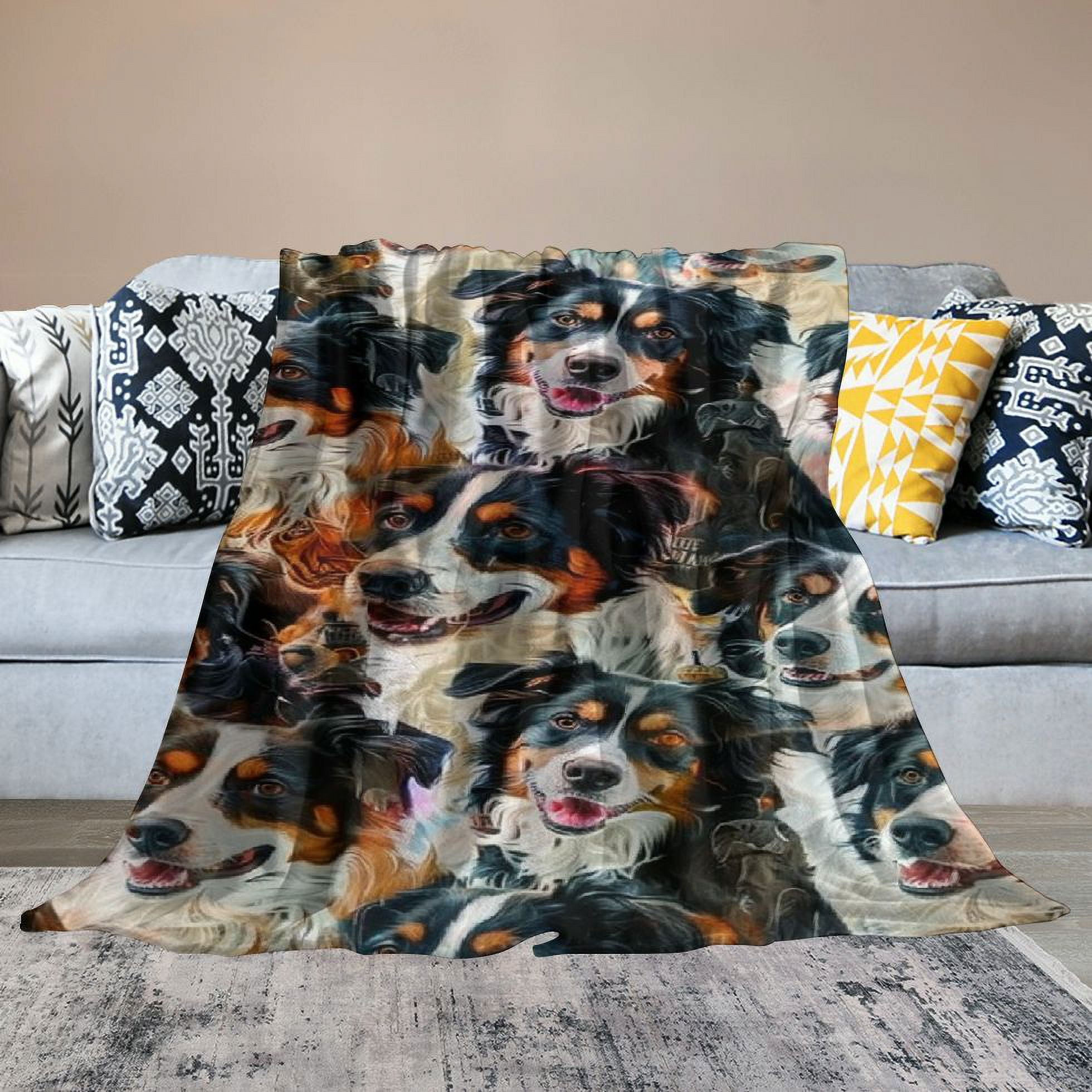 Bernese Mountain Dog Blanket for Kids Adults, Animal Print Plush Blanket, Double Sided Fabric Lamb Wool Flannel Sherpa Throw Blanket (King, Inches)
