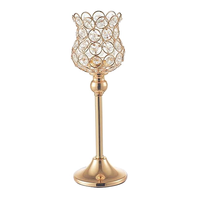Candelabros de boda de cristal, decoración moderna, candelabro chapado en hierro dorado Los 28cm